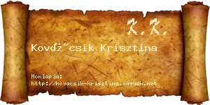 Kovácsik Krisztina névjegykártya