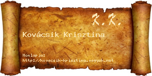 Kovácsik Krisztina névjegykártya